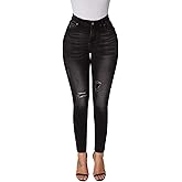 roswear Women's Ripped Skinny Curvy Jeans Distressed Stretch Ankle Denim Pants