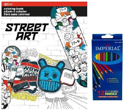 Amazon Co Jp グラフィティ ストリート アート 塗り絵本 12色鉛筆 大人用塗り絵セット ホーム キッチン