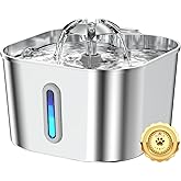 Cat Water Fountain Stainless Steel, 2.2L/74oz Cat Fountain with Quiet Pump, Automatic Pet Water Dispenser, Ideal for Multi-pet Homes, Fresh & Clean Water for Cats and Dogs