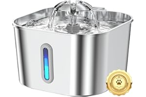 VEKONN Cat Water Fountain Stainless Steel, 2.2L/74oz Cat Fountain with Quiet Pump, Automatic Pet Water Dispenser, Ideal for Multi-pet Homes, Fresh & Clean Water for Cats and Dogs