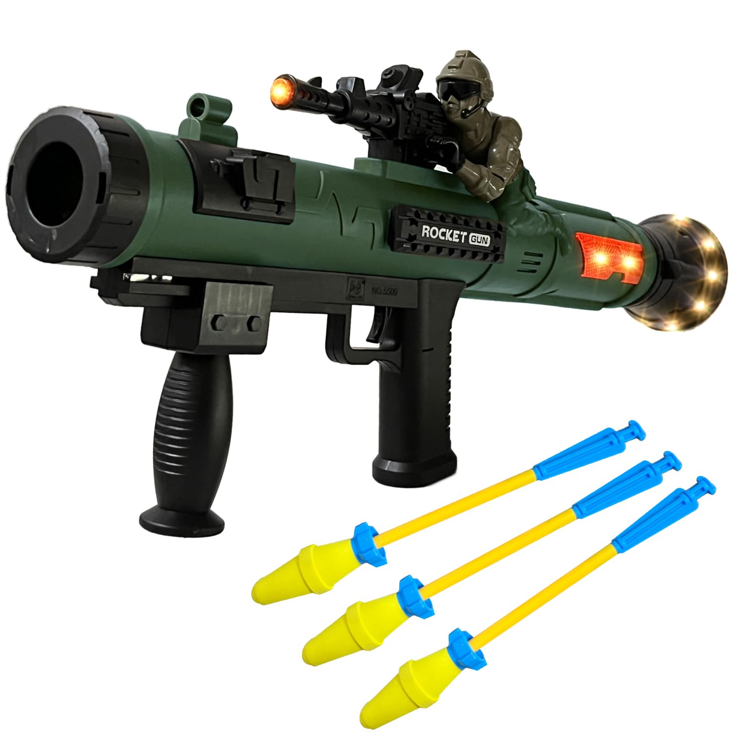 REGLORY Toy Rocket Launcher, Toy RPG Gun with 3 Foam Rockets (Green)