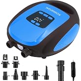 Paddle Board Pump Electric Portable, KOSMEGAL SUP Pump for Paddleboard, Professional 20PSI Air Compressor with Auto-Off, Deflation Function and 12V DC Car Connector for Inflatables, Kayaks and Boats