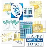 Foil Birthday Greeting Cards Value Pack - Set of 20 (10 designs), Large 5" x 7", Happy Birthday Cards with Sentiments Inside