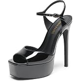 DREAM PAIRS Women's High Platform Heels Heeled Sandals | 5.75'' Stilettos Open Square Toe Sandals Ankle Strap Sexy Comfort Dress Shoes Wedding Bridal Pumps 2026 Heels for Women