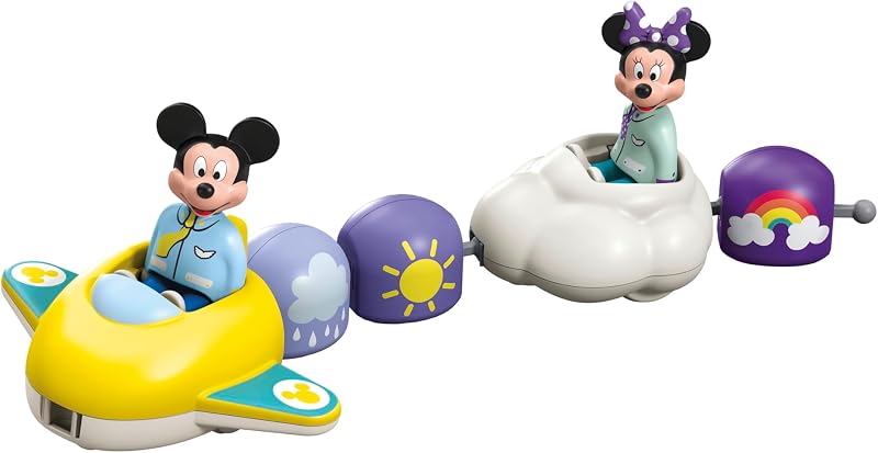 Junior & Disney 71697 Topolino e Minnie in volo tra le nuvole, giocattolo sostenibile realizzato in plastica a base vegetale, giocattolo per bambini dai 12 mesi in su
