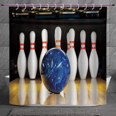 Polyester Shower Curtain 2 0 Bowling Party Decorations Blue