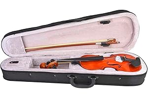 Depisuta 1/2 or 1/4 Violin Setfor Beginner, Handmade Acoustic Violin with Bow, Rosin and Hard Case, Fiddle for Students and E