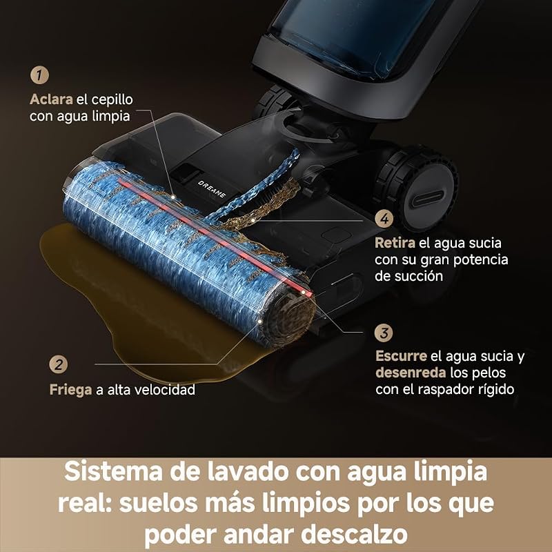 H14 Dual 5-em-1 aspirador húmido e seco, solução de limpeza Smart Ratio, pode ser desmontado, lavar a escova a 60°C em 5 minutos, aspiração de 18.000 Pa, com luz LED