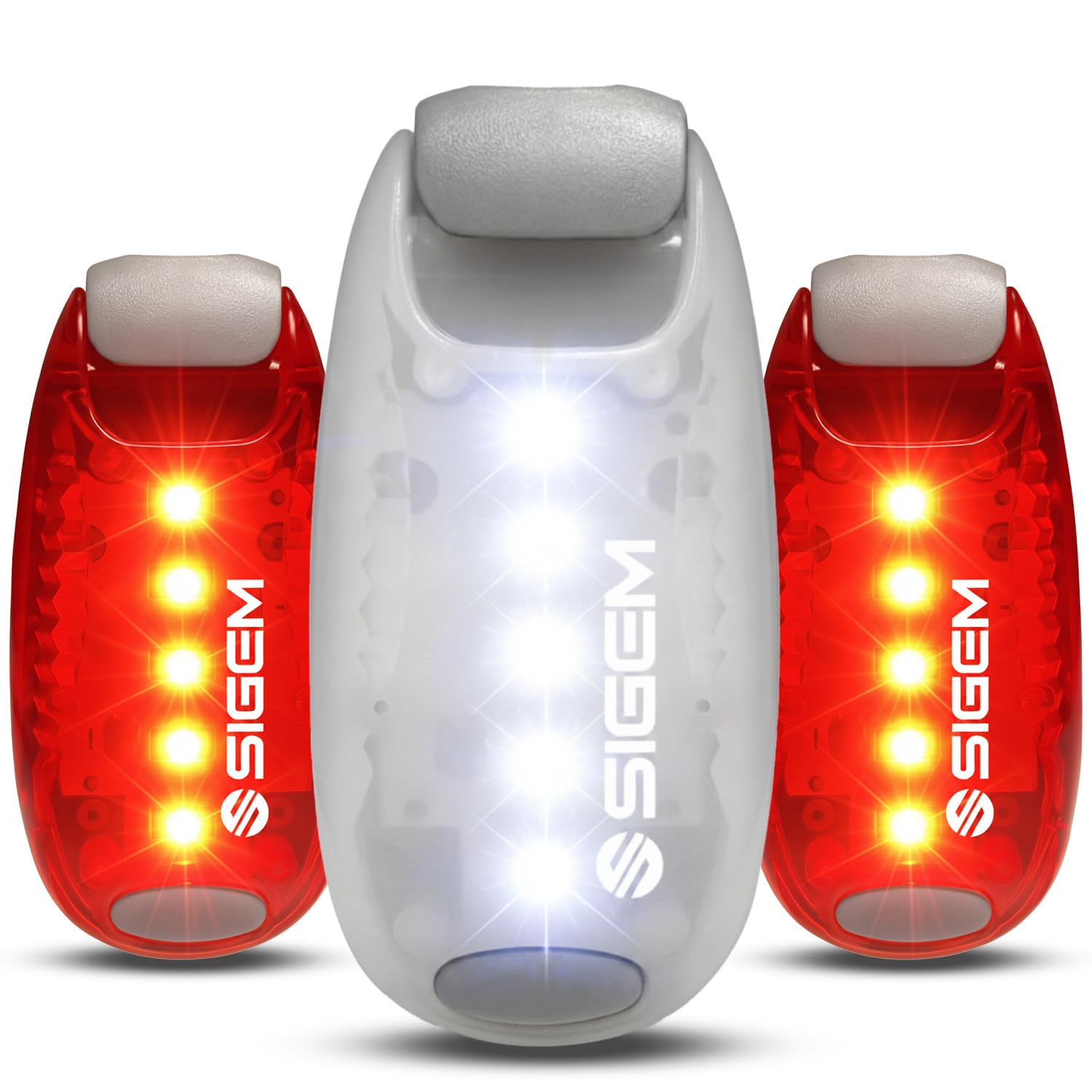 SIGEM LED Safety Lights (3 Pack) + Extra Bonus Items, Clip on Flashing Strobe Light, High Visibility for Running Jogging Walking Cycling for Kids Dogs Bicycle Helmet Bike Tail light