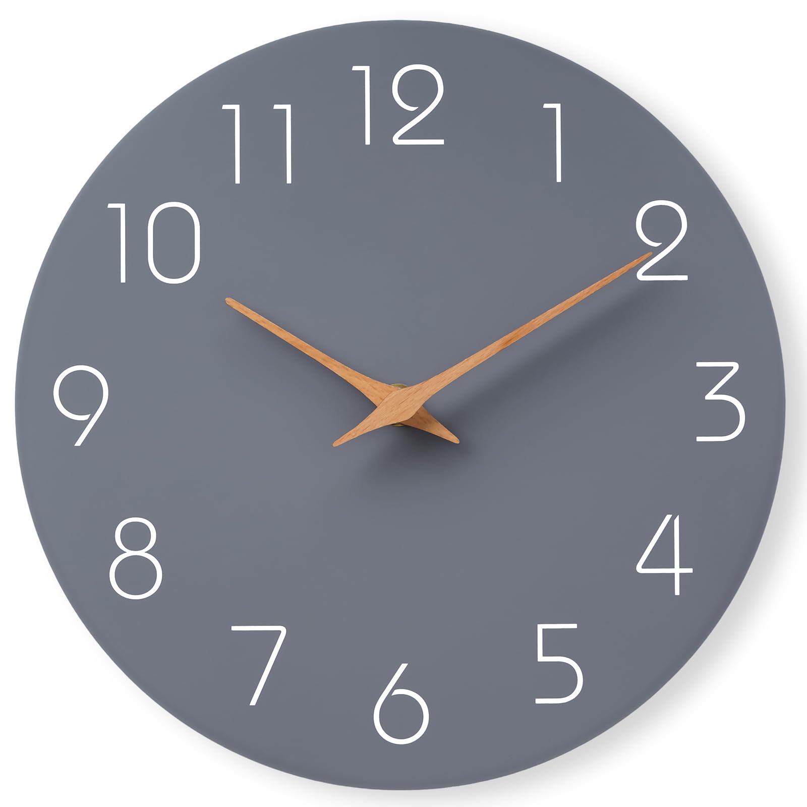 Photo 1 of Mosewa Wall Clock 8 Inch Gray Battery Operated Silent Non Ticking Simple Modern Wood Clock Decorative for Bedroom Living Room Kitchen Home Bathroom Office