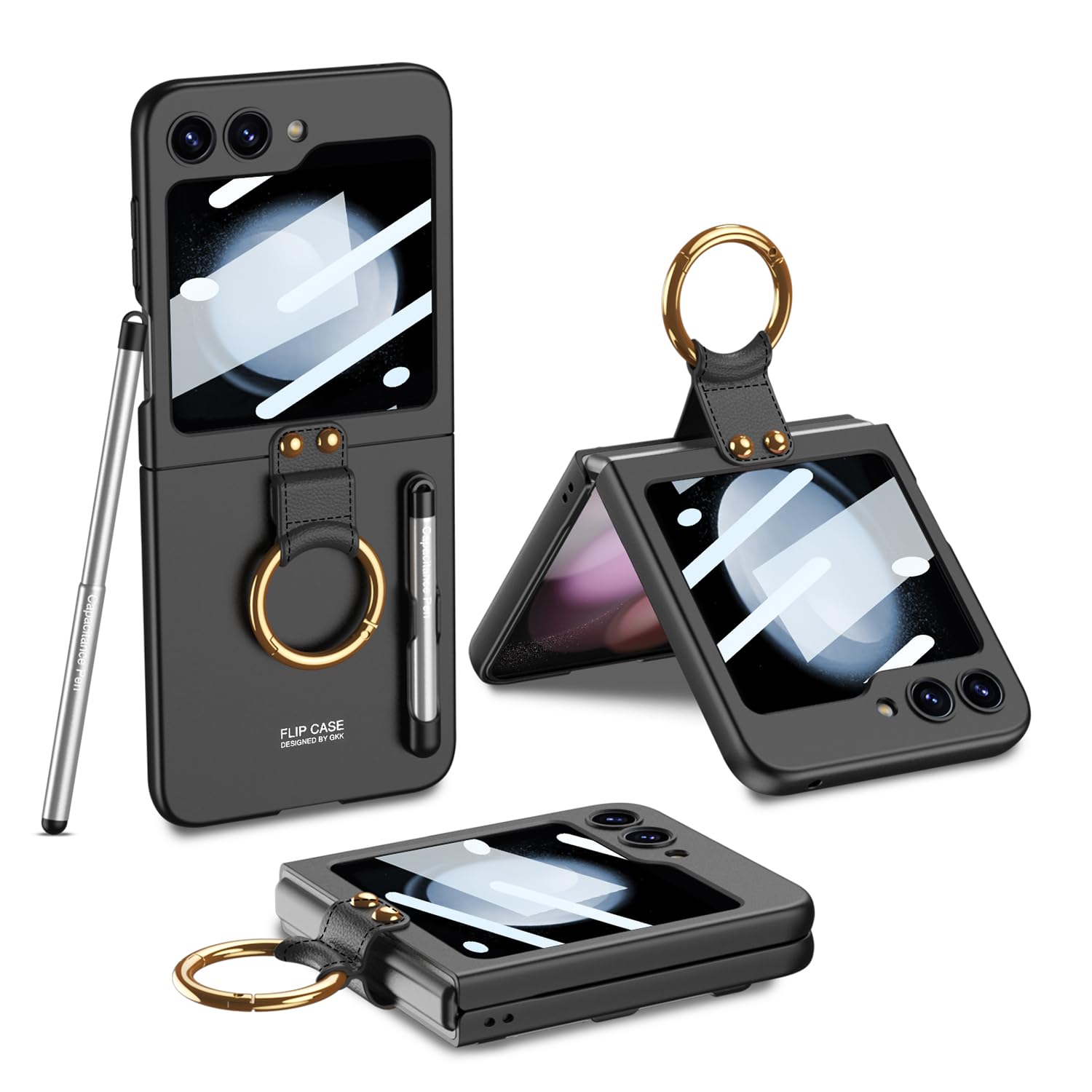 Photo 1 of LIULANZ for Samsung Galaxy Z Flip 6 Case with S Pen and Ring,Ultra Thin Matte Leather Anti-Drop Phone Cover with Camera Screen Protector for Samsung Galaxy Z Flip 6 5G (ZFlip6-Black)