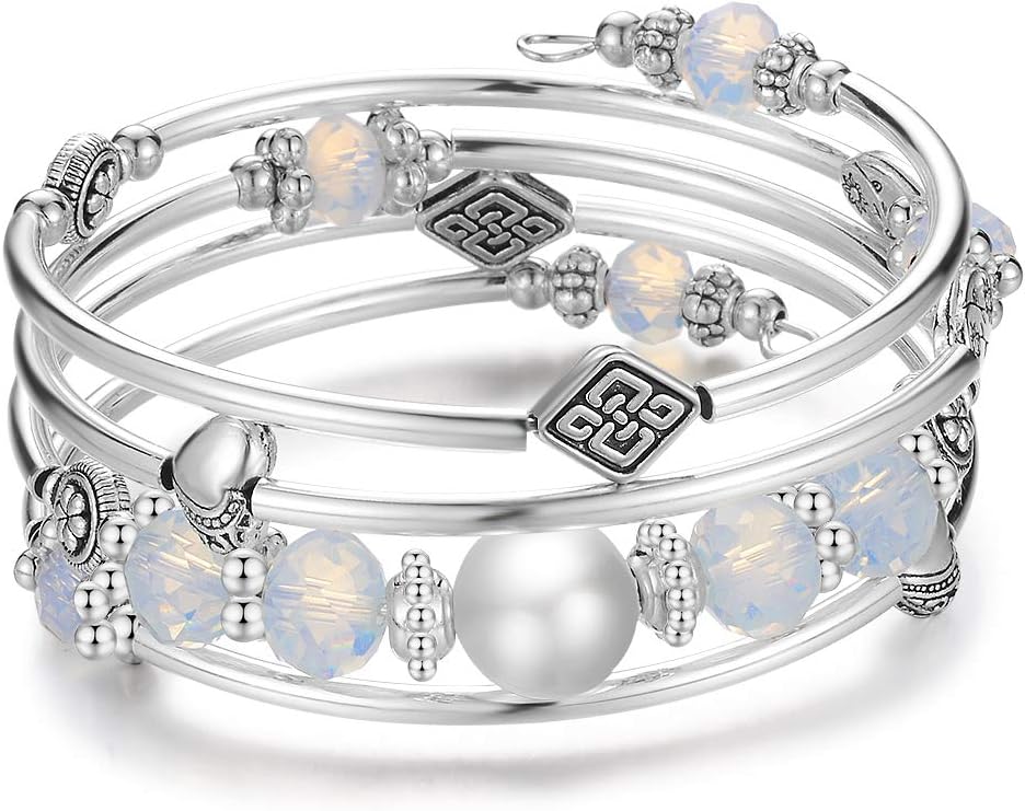 BULINLIN Wrap Bangle Layered Crystal Bracelet - Fashion Jewelry Bead Bracelet Gifts for Women