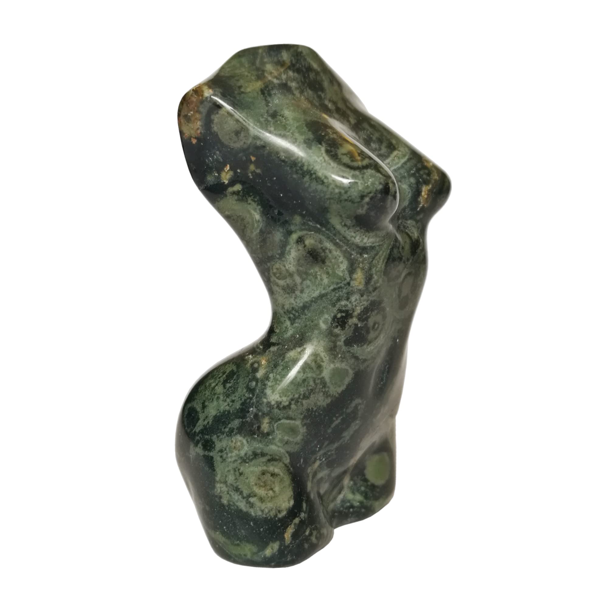 Manekieko Kambaba Jasper Healing Crystal Female Model Figurine Sculpture, 50mm Carving Pocket Palm Stone Office Decor Decoration