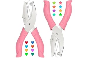 STARFA LAB 2 Pack Heart and Star Hole Punchers,1/4 Inch Metal Handheld Paper Punch for Crafts,Tickets,Scrapbooking,Soft-Grip Handle Design