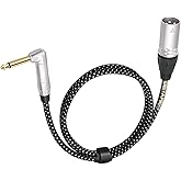 DETAME 3Feet Right Angle TS 1/4 to 3 Pin XLR Male Aduio Cable,XLR Male to 6.35mm 90° Mixer Speaker Connection Cable