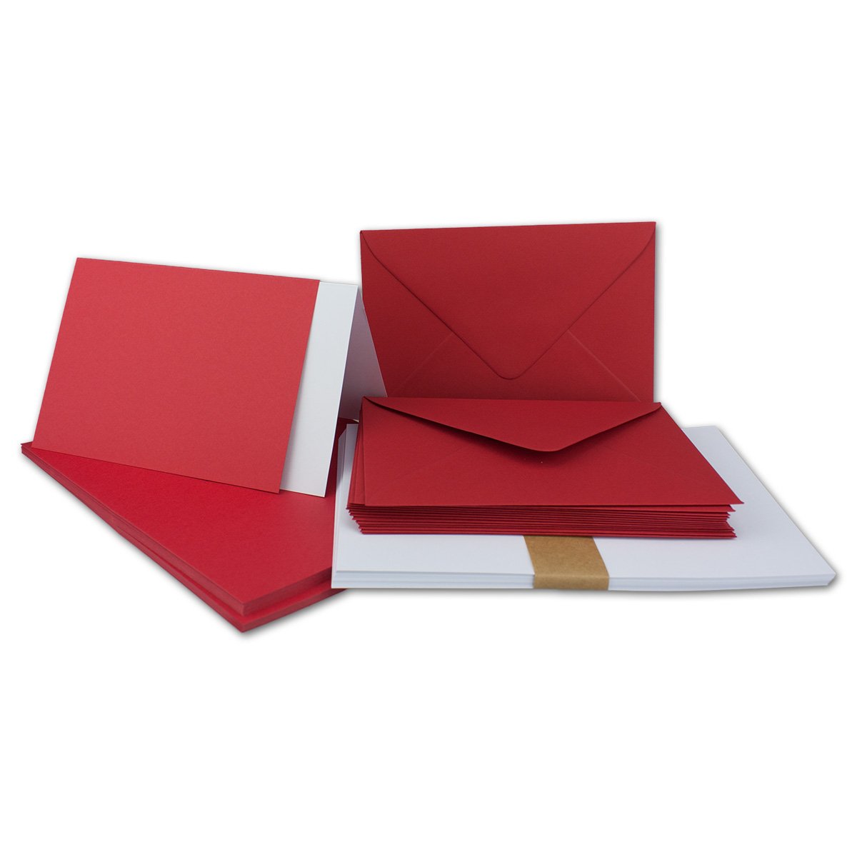 Folded cards, DIN A6 – C6, wet sealing, with inlay 25 Karten-Sets pink-red