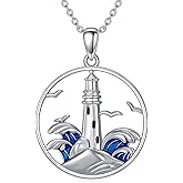 ZPMMPZ Lighthouse Necklace 925 Sterling Silver Light House Pendant Nautical Beacon Jewelry Gifts for Women Men