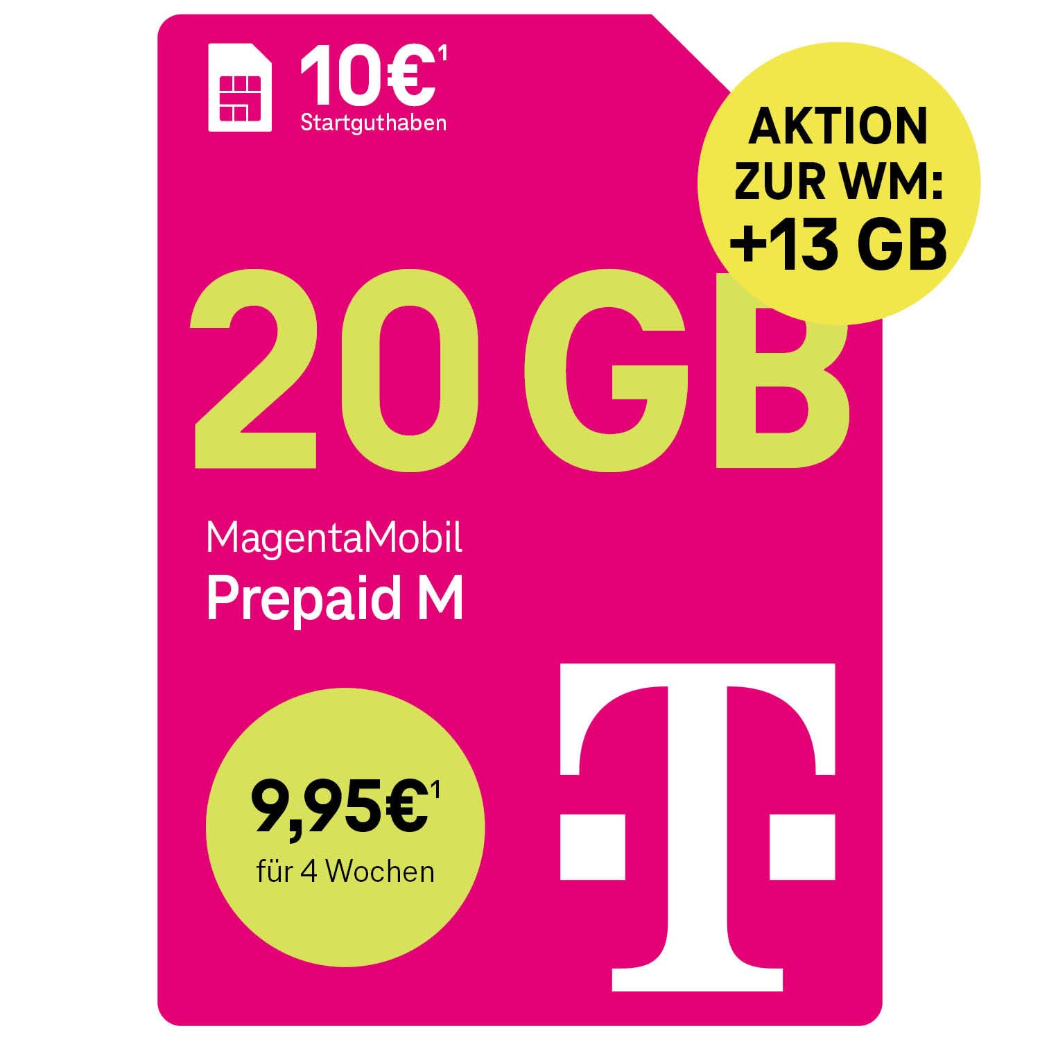 Telekom MagentaMobil Prepaid M mit 33 GB Highspeed-Volumen | 5G/LTE Max & Allnet Flat in alle dt. Netze | unverbrauchtes Datenvolumen weiter nutzen | EU Roaming & Hotspot Flat | 10 EUR Startguthaben