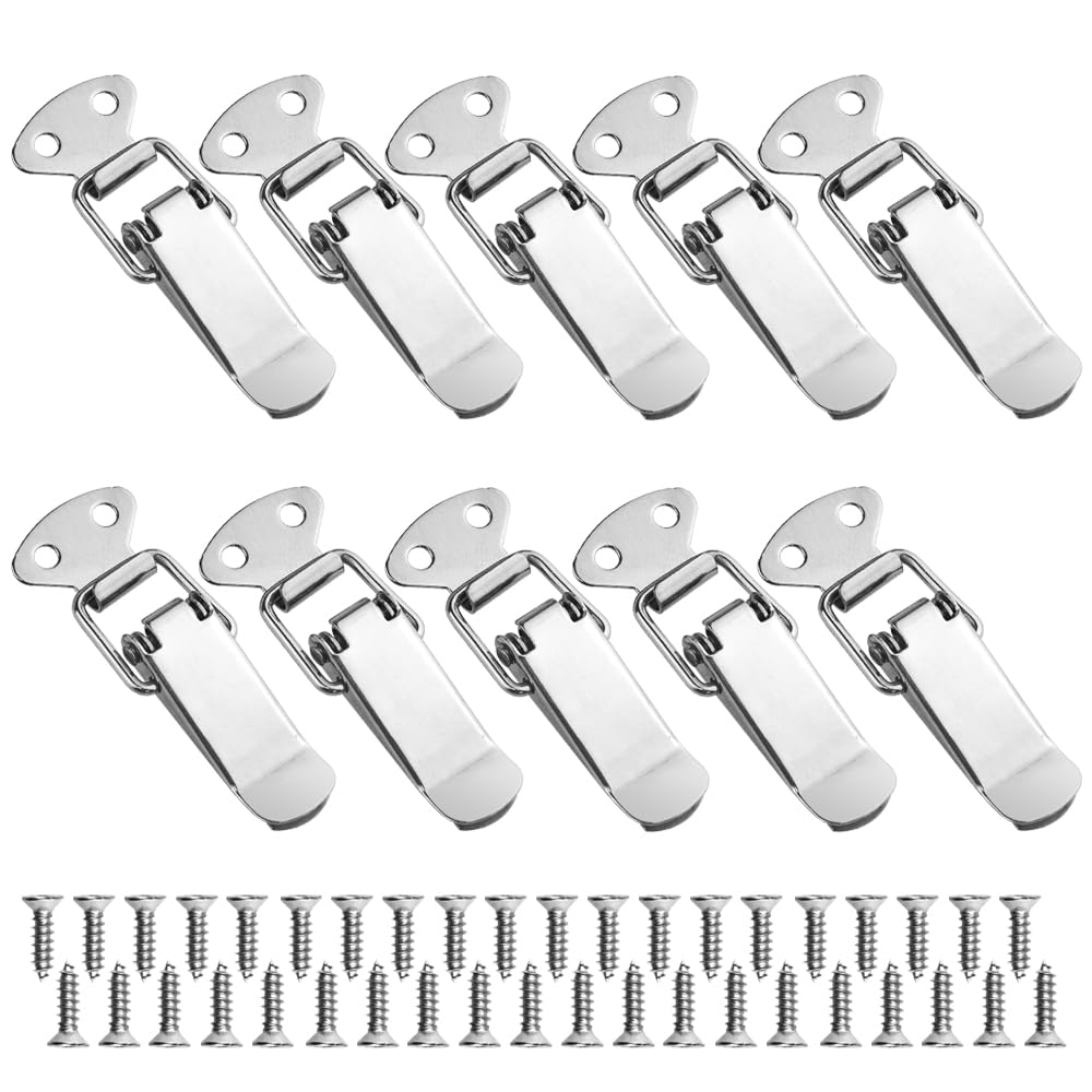 WMYCONGCONG 10 Pieces Stainless Steel Spring Loaded Toggle Latch, Tension Clasp Latch Catch Toggle Hasp with Screws for Cabinet, Wooden Case, Box, Chest