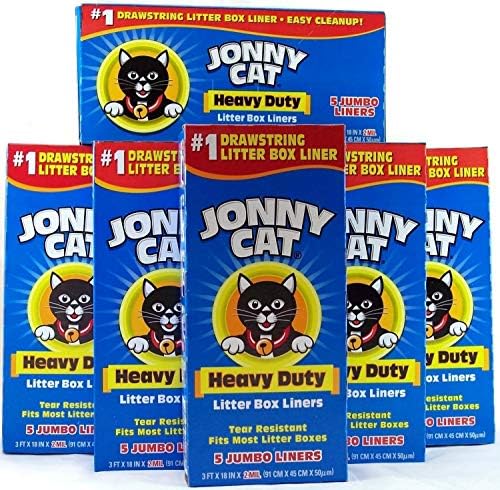 JONNY CAT Litter Box Liners, Heavy Duty, Jumbo 5 Per Box