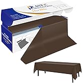 YSYJ Plastic Table Cover Roll Brown Disposable Table Cloth 54 in x 100 Ft, Plastic Table Cloths with Slide Cutter, Table Cover for Parties