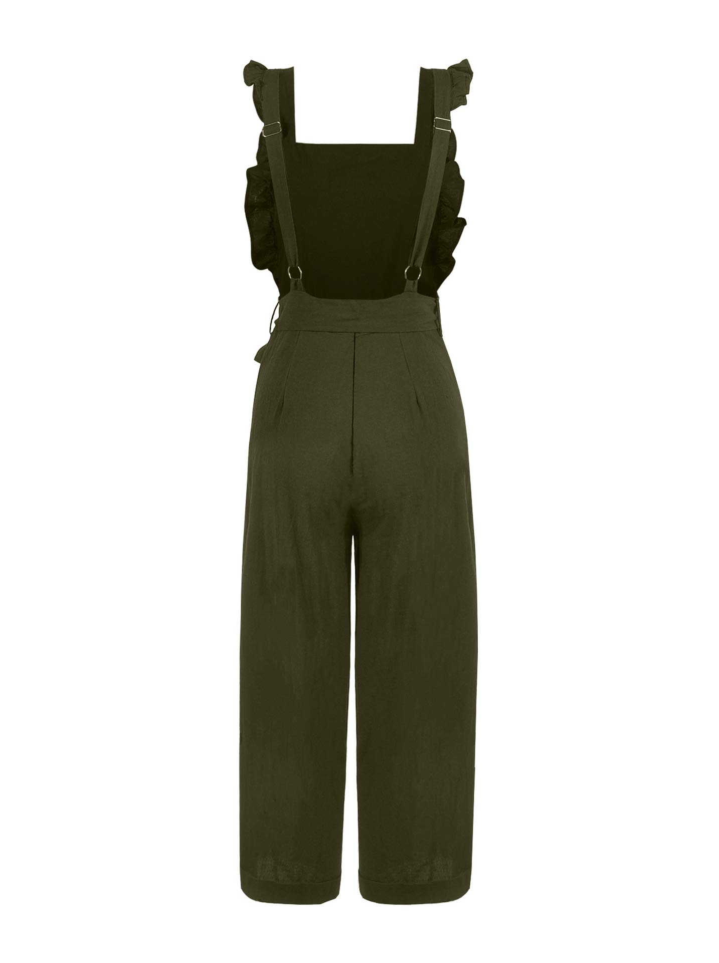 Annystore Women\'s Sleeveless Jumpsuits - Elegant Wide Leg One Piece Long Jumpsuits Rompers Green XL