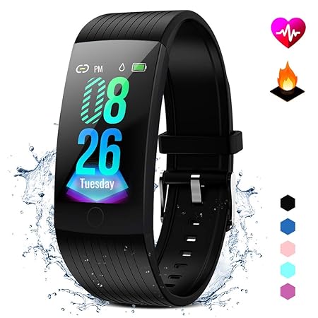 GOKOO Fitness Armband mit Pulsmesser Damen Herren Wasserdicht IP67 Fitness Tracker Smartwatch Aktivitätstracker Pulsuhr Schri
