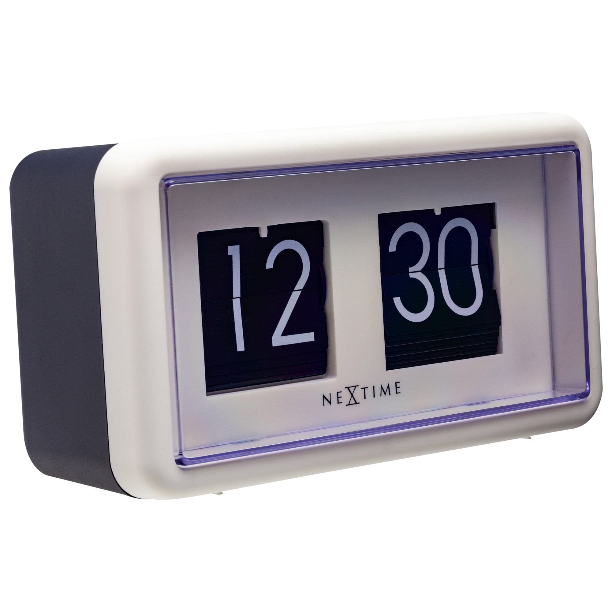 NexTime Table/Wall Clock – 18x10x7cm-Plastic-White & Black-'Small Flip', White, 18 x 10 x 7cm, 5228WI