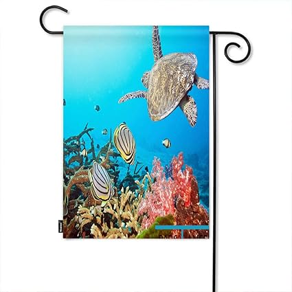 Amazon Com Moslion Ocean Garden Flag Underwater Butterfly Fish