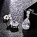GULICX Silver Tone White CZ Clear Zircon Engagement Party Women Sparkle Dangle Earrings