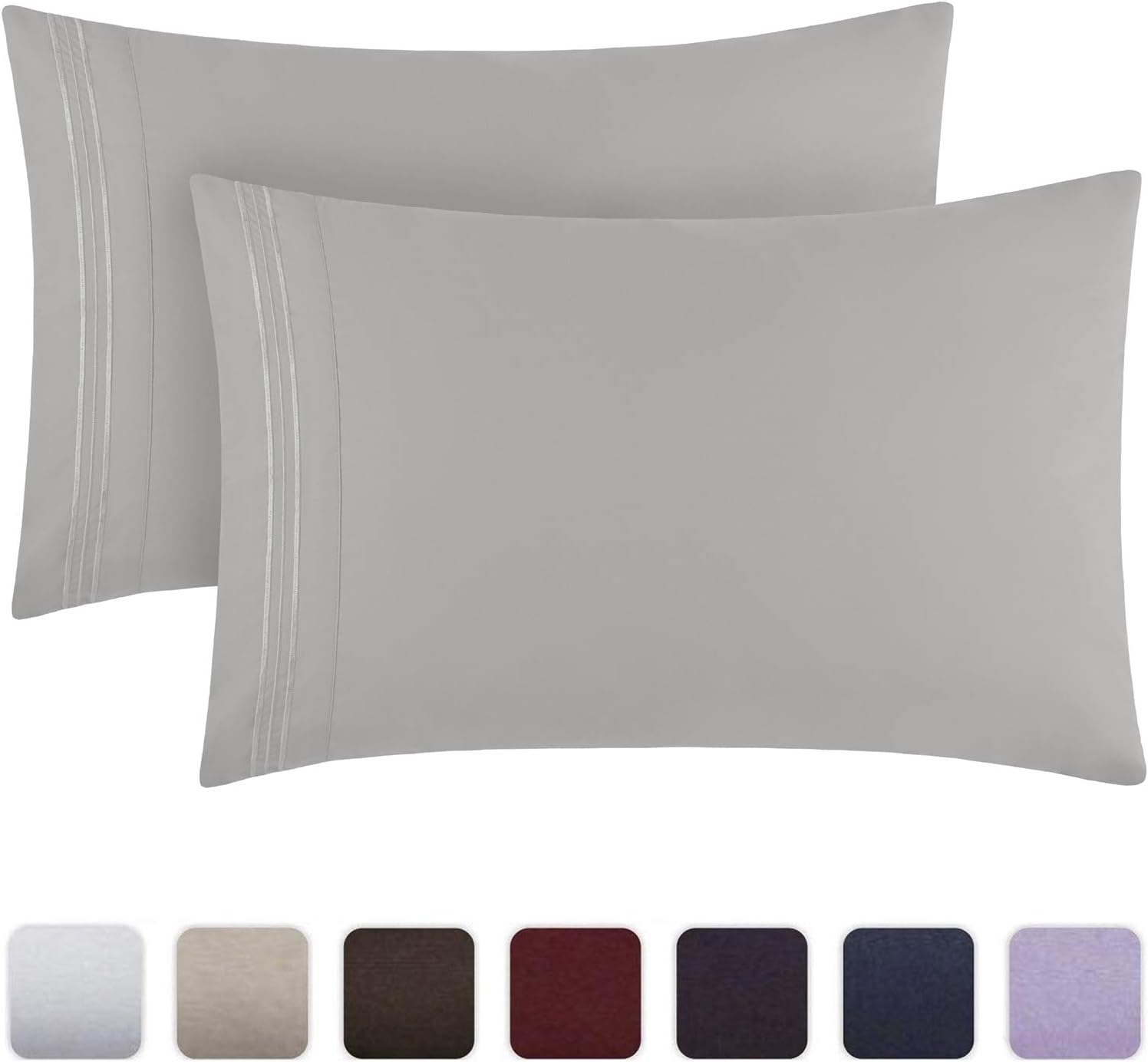 Mellanni Luxury Pillowcase Set - Brushed Microfiber 1800 Bedding - Wrinkle, Fade, Stain Resistant - Hypoallergenic (Set of 2 Standard Size, Light Gray): Home & Kitchen