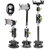 leepiya Car Phone Mount Video Recording Universal Magic Arm Suction Car Phone Holder Mount Windshield Window Glass Dashboard Vlog Shooting Car Phone Mount for All Smartphones & Cars