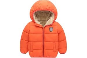 Happy Cherry Baby Kids Hooded Winter Coat Puffer Down Jacket Windproof Fleece Lined