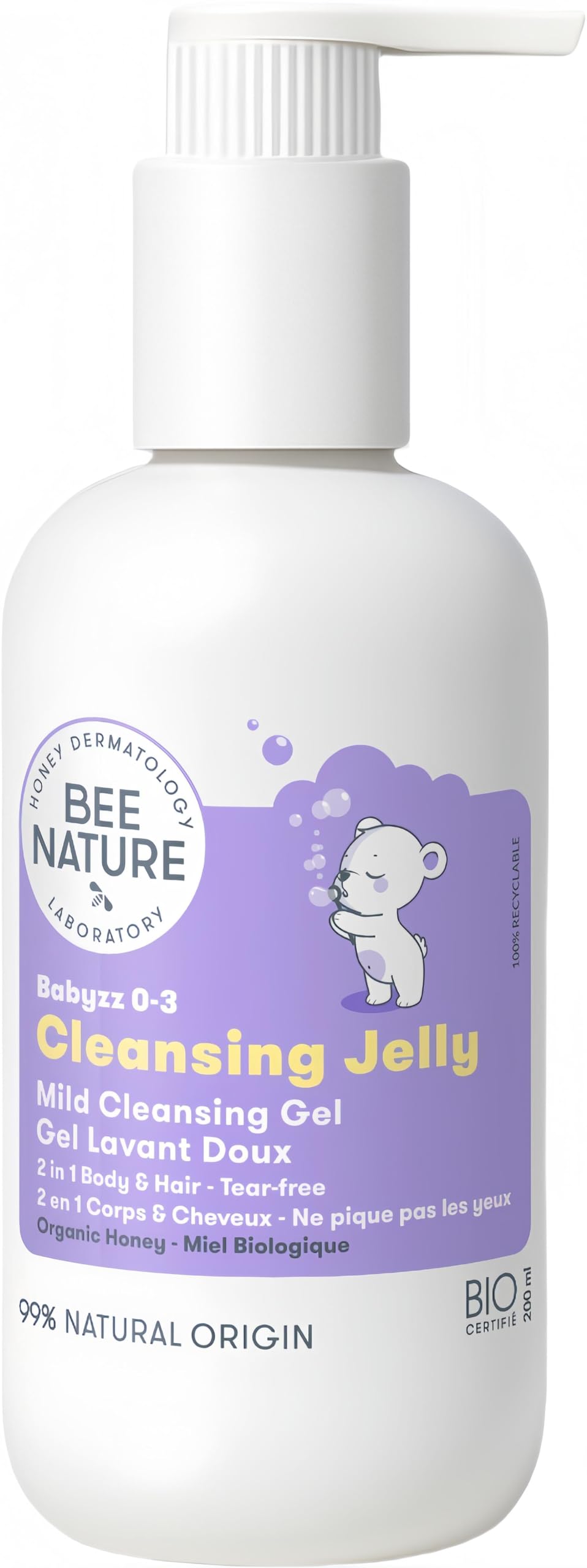 Bee Nature - Baby Shampoo & Body Wash - Organic Honey Care - Relieves Rash - Cleanse & Moisturize - Tear-Free - Suitable for Newborns Kids with Dry, Sensitive Skin - 200ml