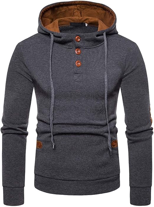 Hoodie Men's Hoodie Men Button with Hoodies with Hood Slim Special