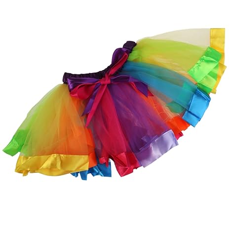 OULII Regenbogen Tutu Rock Mädchen Kinder Geschichteten Rainbow Regenbogen Tutu Ballettrock Tanzkleid Ballettkleid Ballettröc