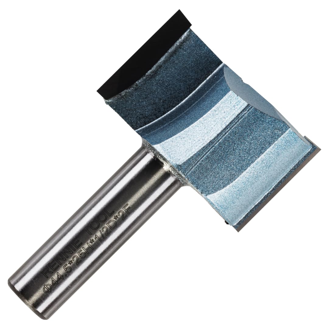 Rennie Tools - 44.5mm (1.3/4") Cutting Diameter x 25mm Flute x 1/2" Shank TCT Tipped 2 Flute Straight Router Cutter Bit. Compatible With Makita Trend Festool Hikoki Dewalt Router Etc 44.5mm Router Bit