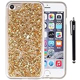 iPhone 7 Case, iYCK Luxury Bling Glitter Sparkle [Gold Foil Embedded] Transparent Flexible Soft Rubber Gel TPU Protective Shell Hybrid Bumper Case Cover for Apple iPhone 7 4.7inch - Gold