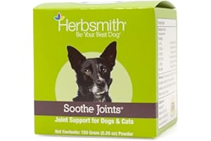 Herbsmith Soothe Joints – Cat + Dog Arthritis Pain Relief for Senior Pet Aches + pains – Joint Health for Senior Dogs + Cats – 150g Powder