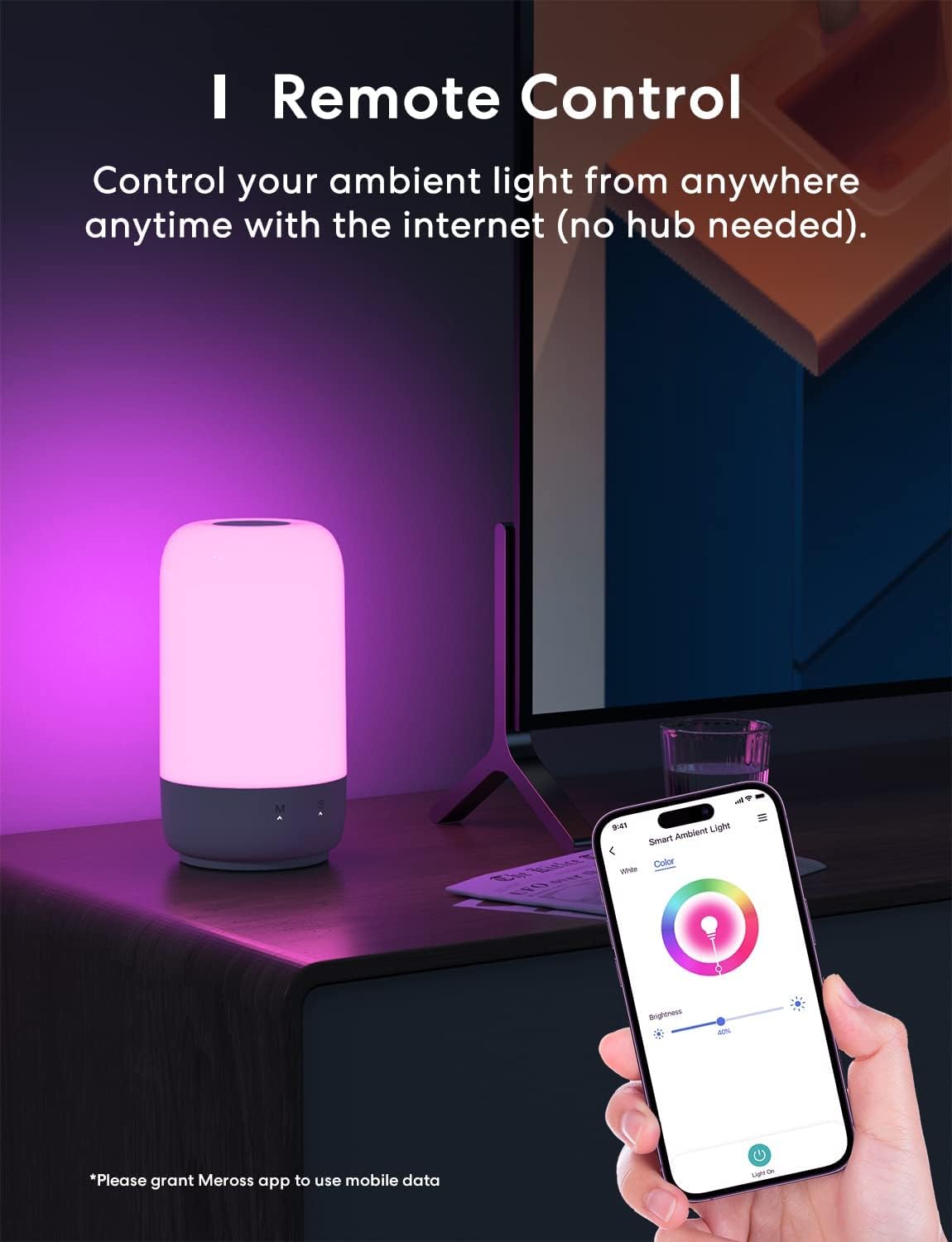 meross Smart Table Lamp for Bedroom, Bedside Lamp Support Apple Homekit and Alexa,Tunable White & Multi-Color, WiFi LED Nightstand Lamp,Touch Control, Voice and APP Control
