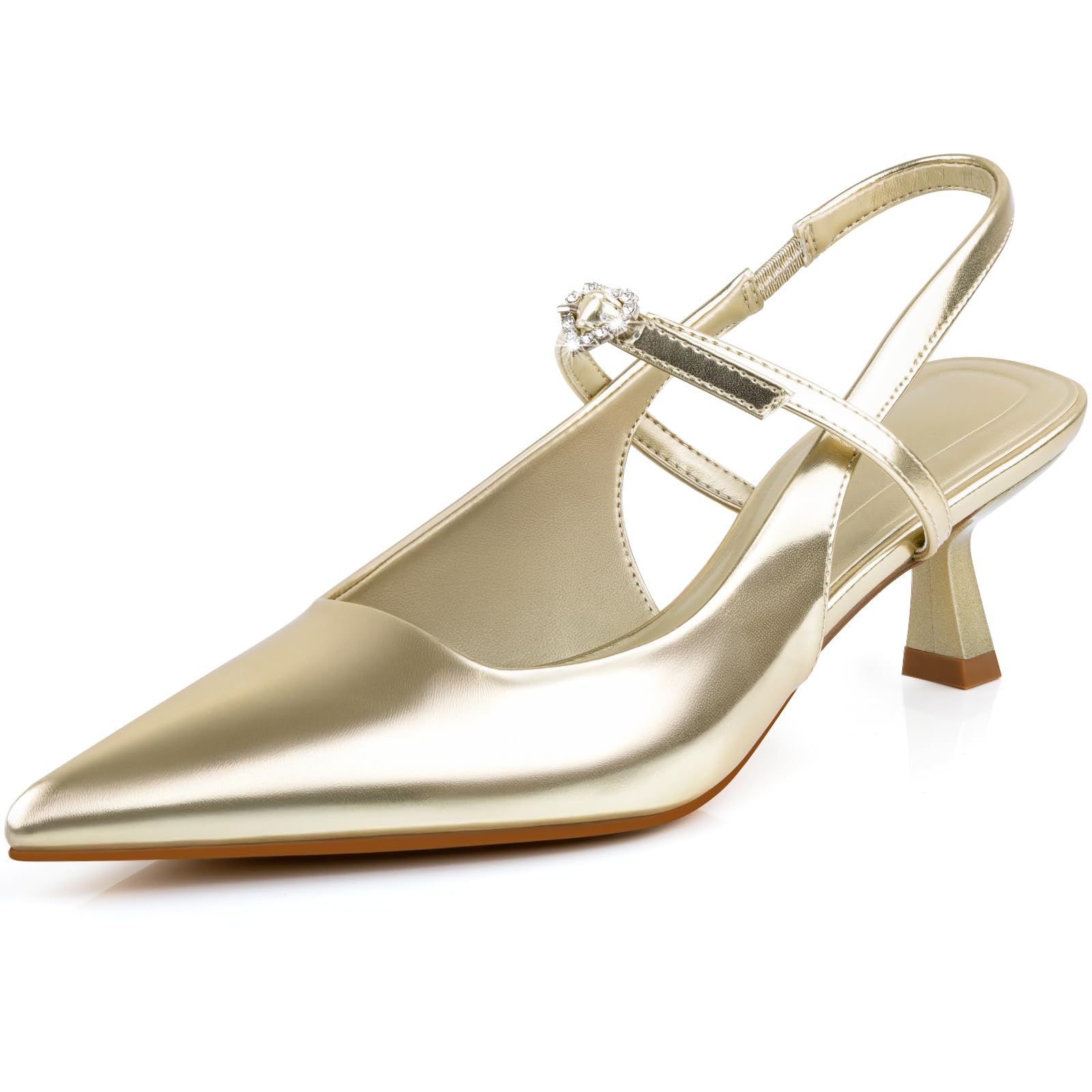 Photo 1 of DANAZANA Slingback Heels for Womens Kitten Heels Closed Pointed Toe Comfortable Sandals Pumps for Wedding Party Dress Shoes
