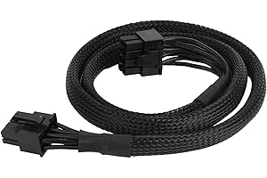 PCIe Cable for EVGA Power Supply, 70cm/27.5in Black Braided 8 Pin Male to 6+2 Pin Male GPU Power Cord 18AWG 10A Modular Cable