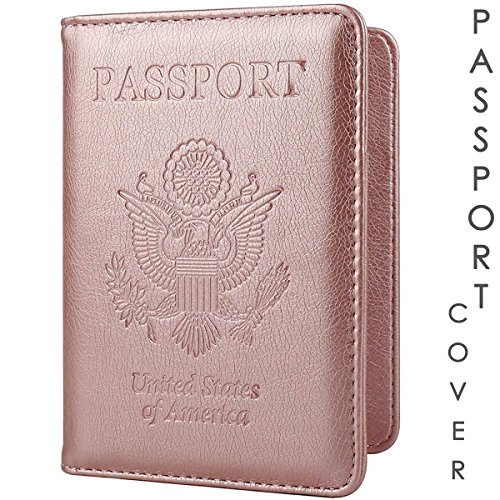 KINGMAS RFID Blocking Passport Holder Cover - Travel Passport Wallet Leather Case