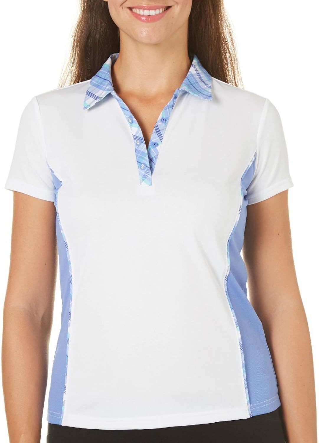 IZOD Golf Womens Plaid Collar Polo Shirt at Amazon Women’s Clothing store