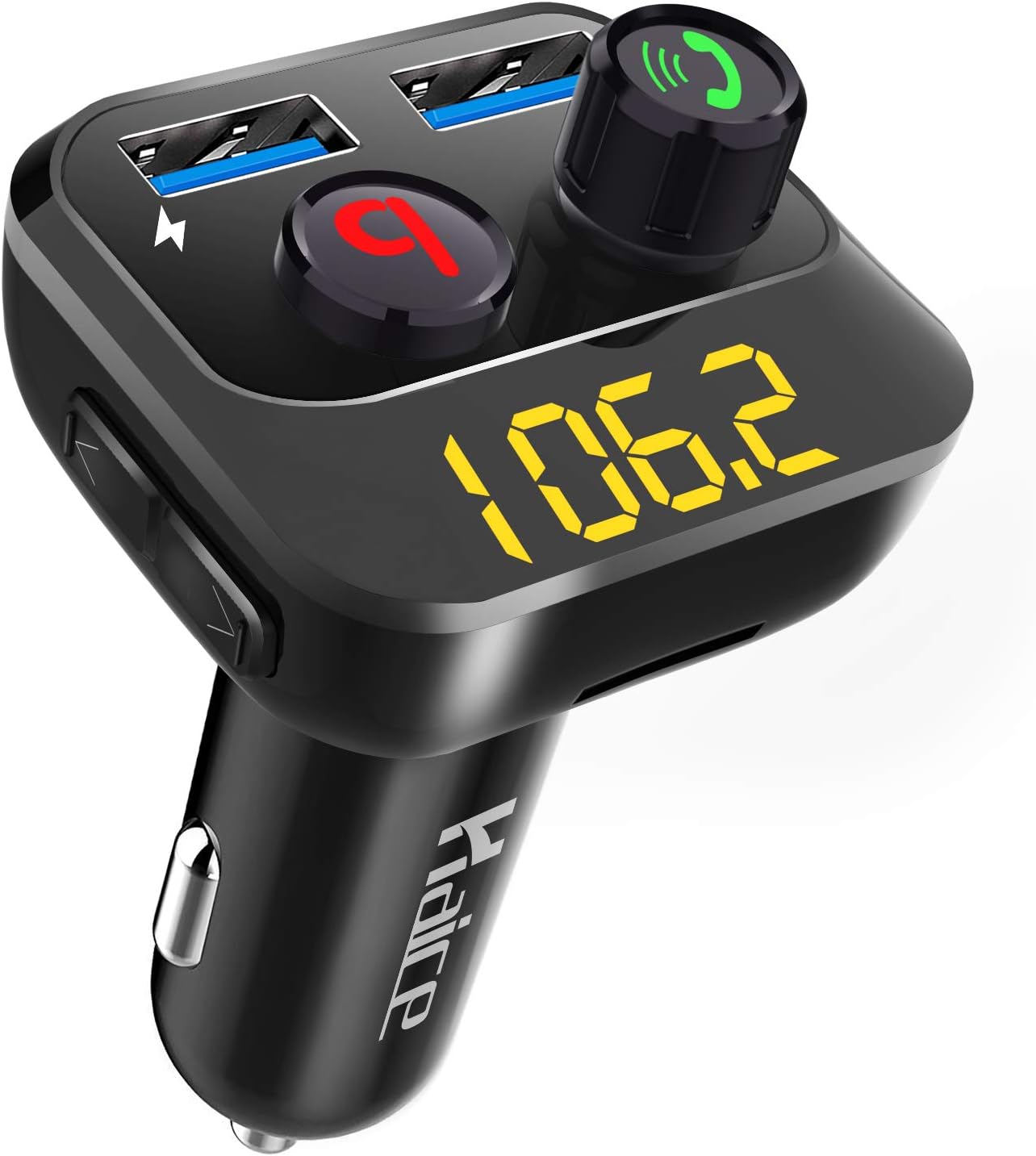 Bluetooth FM Transmitter for Car, Haice Bluetooth Car Radio Transmitter with Bass Key Handsfree/Car Charger with 2 USB Ports/Supports TF Card & USB Stick for Bluetooth Devices