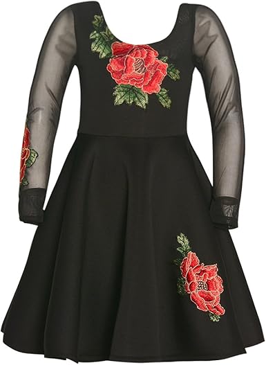 girls black floral dress