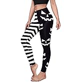 Eciodci Women's Halloween Leggings 3D Skull Pumpkin Horror Print Stretchy Soft High Waisted Workout Sports Yoga Pants