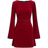 CIDER Velvet Mini Dress Long Sleeve A Line Cocktail Party Dress