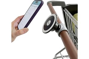 Maxby Shopping Cart Phone Holder | MagSafe Compatible Magnetic Mount for Grocery & Supermarket Carts | Flexible Handlebar Clamp | Hands Free Cart Phone Mount for Lists, Coupons & Delivery Apps