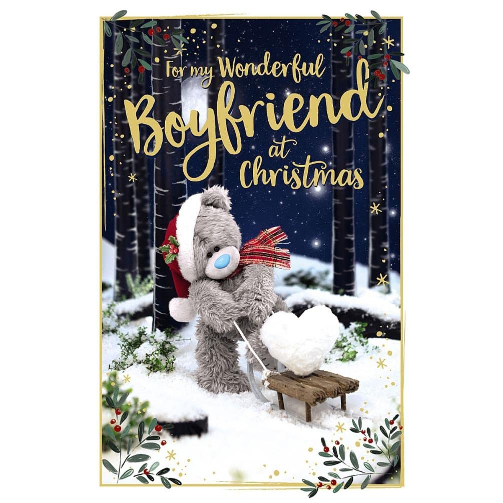 Me To You Bear 3D Holographic Boyfriend Christmas Card